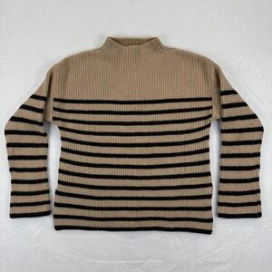 Rails Claudia Camel Ebony Stripe breton Mock Neck Long‎ Sleeve Sweater Medium
